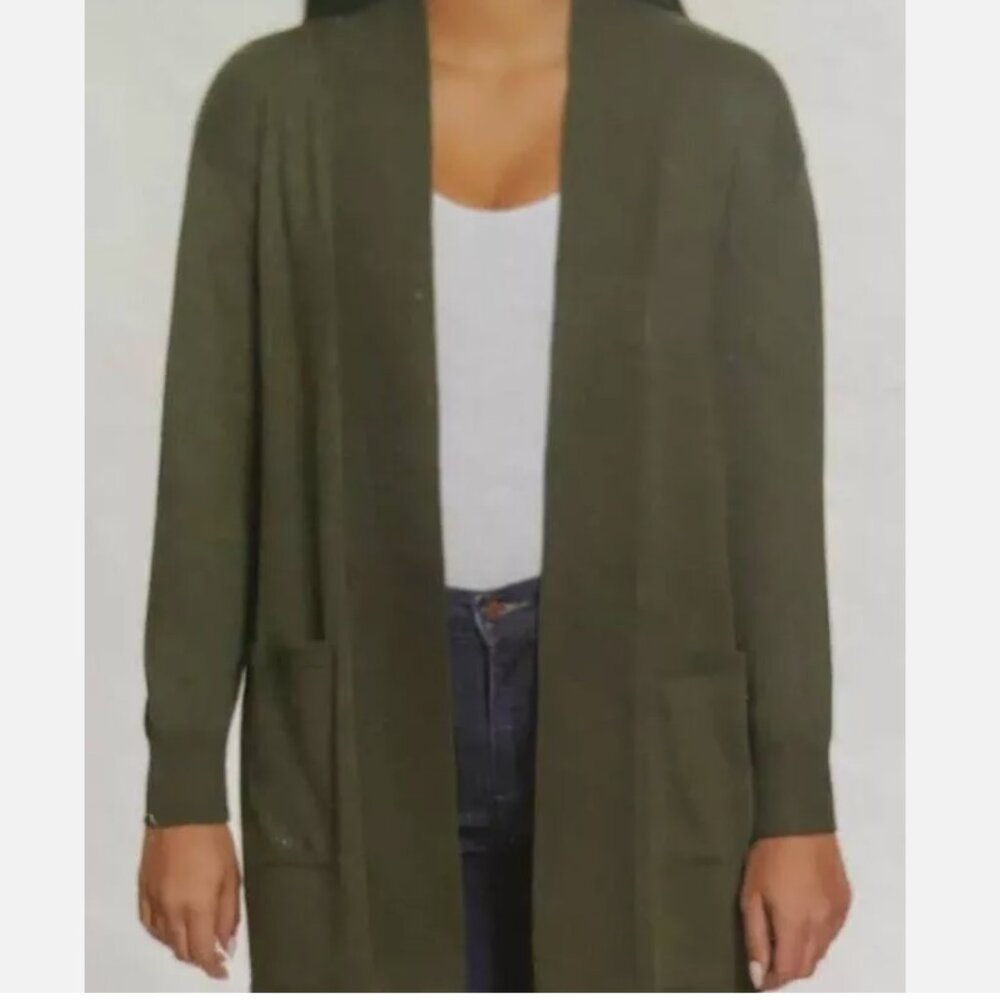 Gloria Vanderbilt Women's Open Front Relaxed Cardigan Green Size M